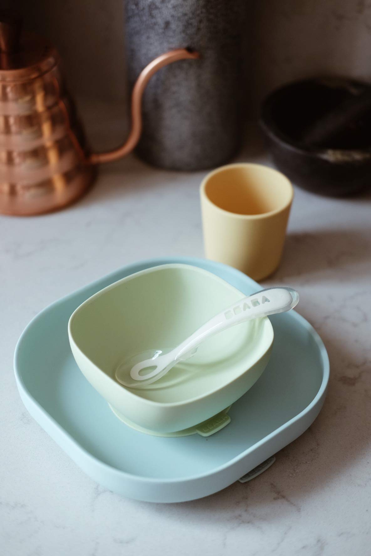 Silicone 4 Piece Baby Feeding Set, Suction Plates
