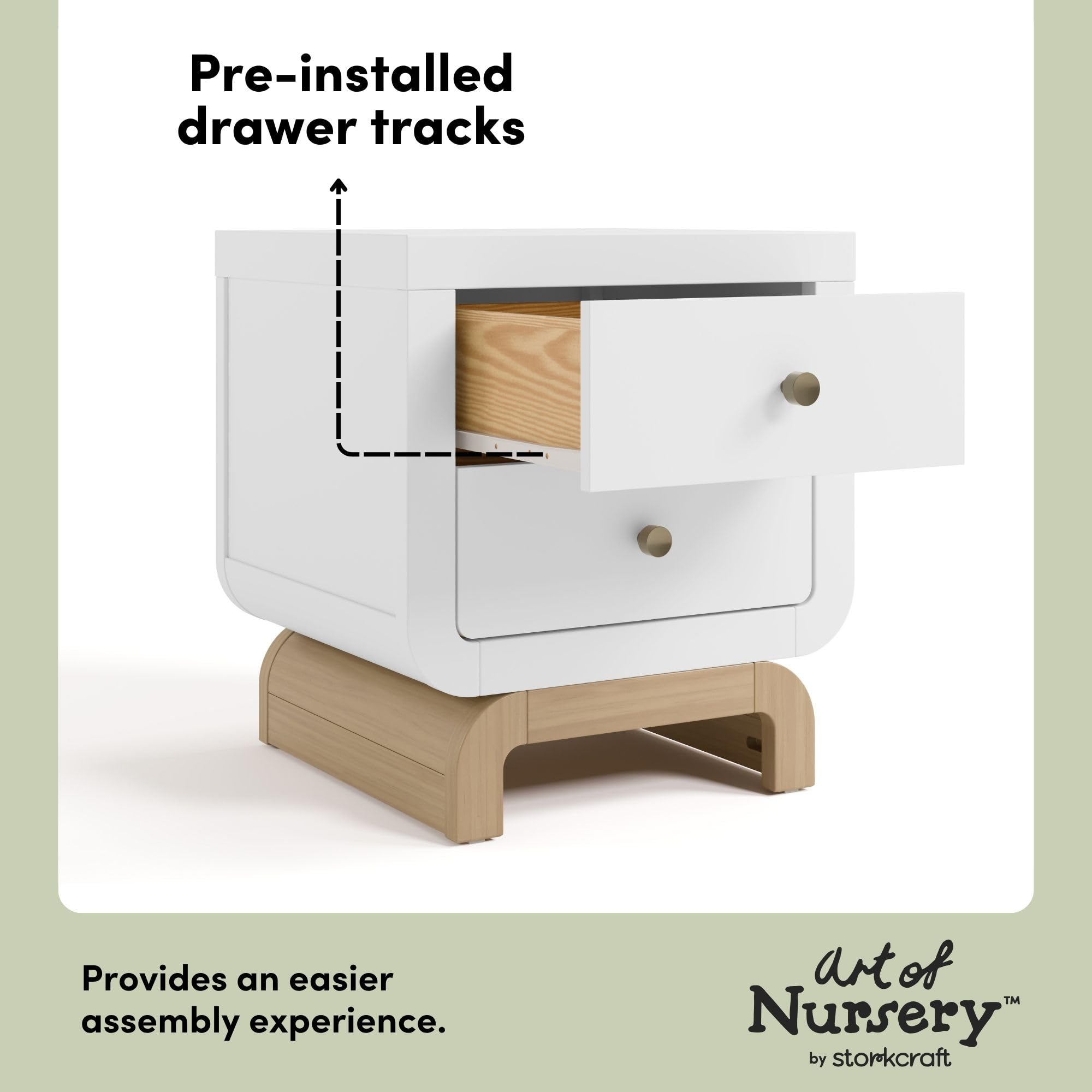 2 Drawer Nightstand with Curved Base for Kids Bedroom