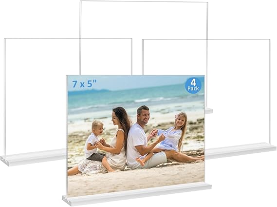Picture Frames 8x10 inches, 4 Pack Clear Plastic Picture Frames Holder Standing
