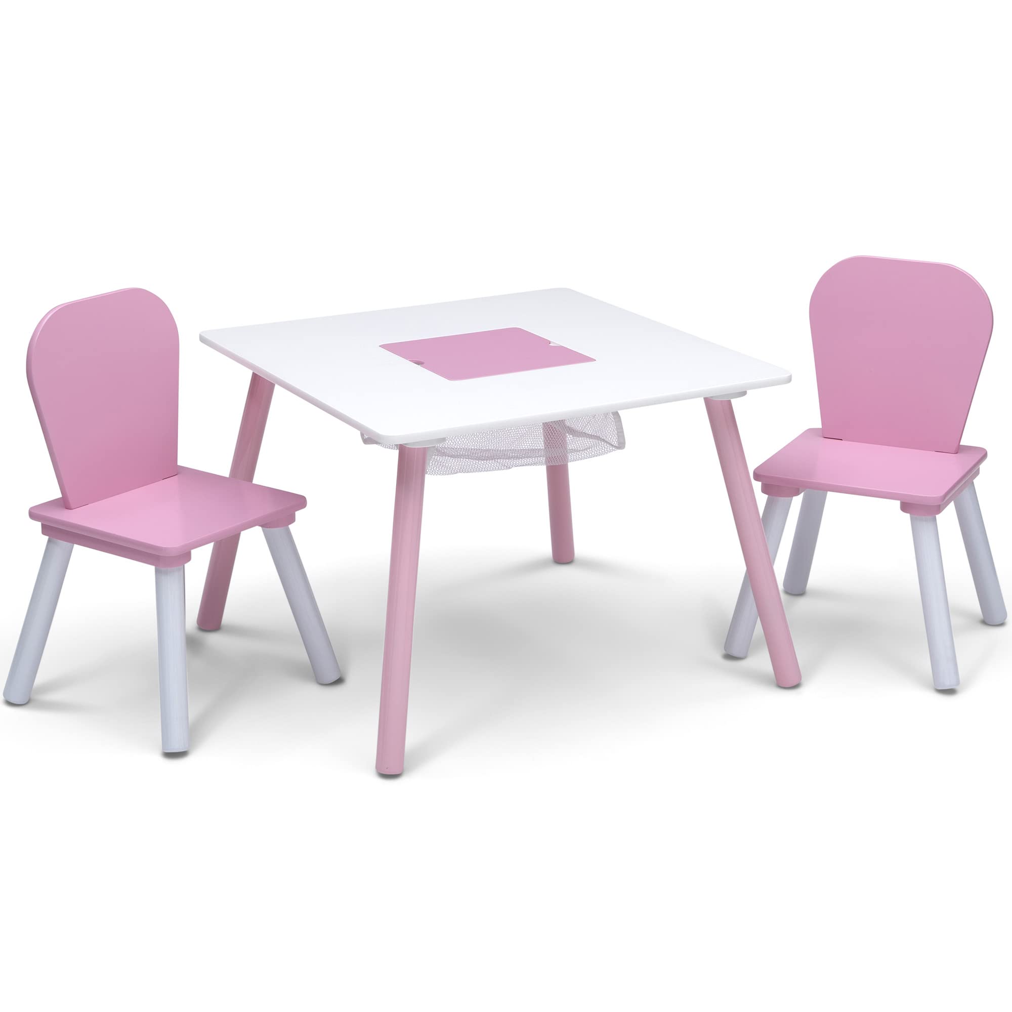 4-Piece Toddler Playroom Set, Pink/White