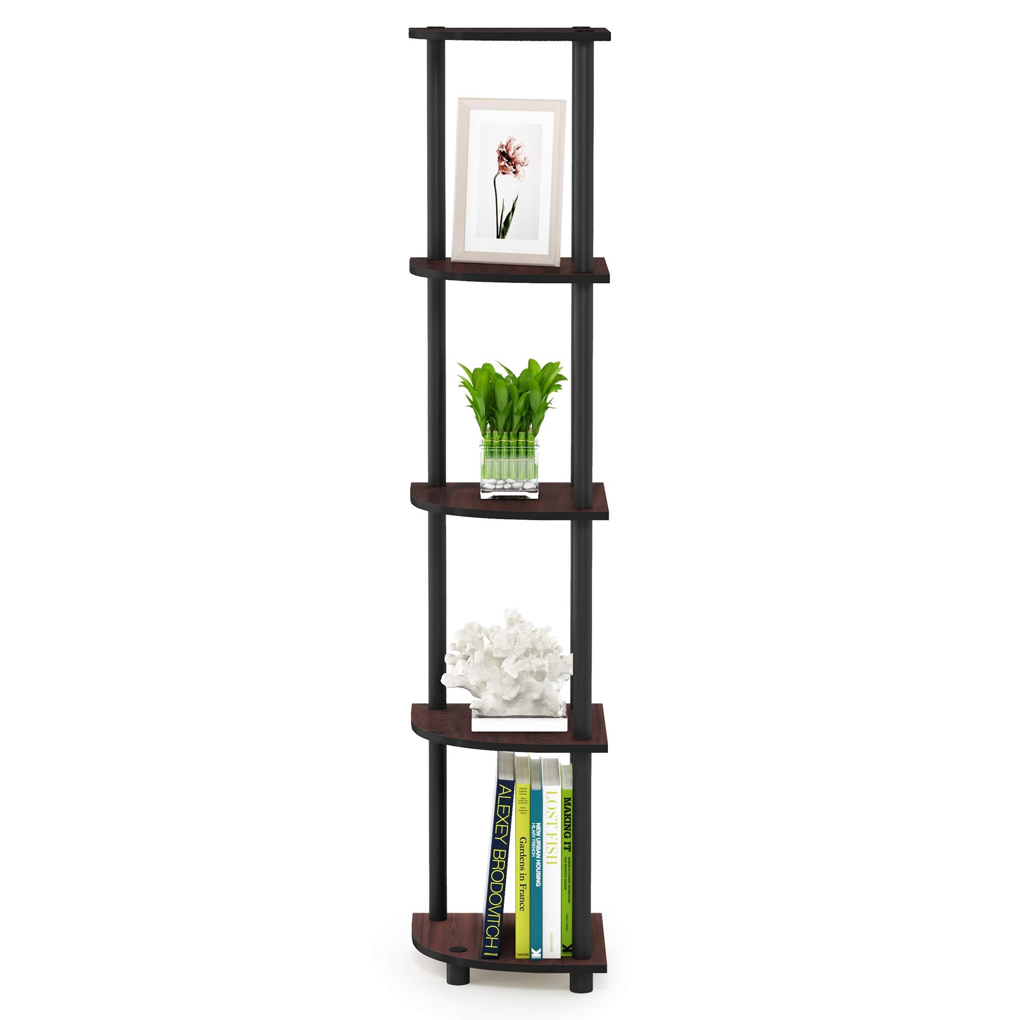 5-Tier Corner Display Shelf Dark Cherry Black