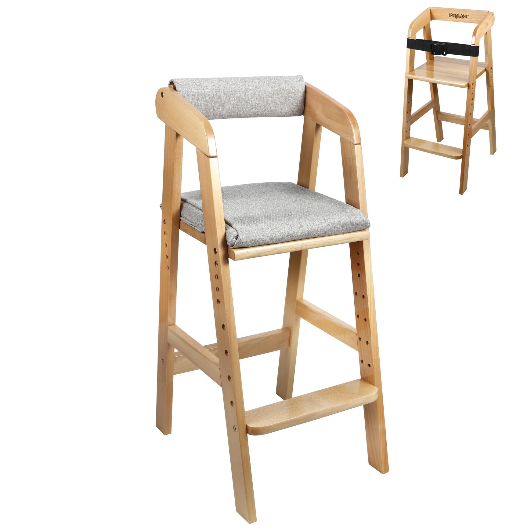 Adjustable Wooden High Chair for Toddlers
