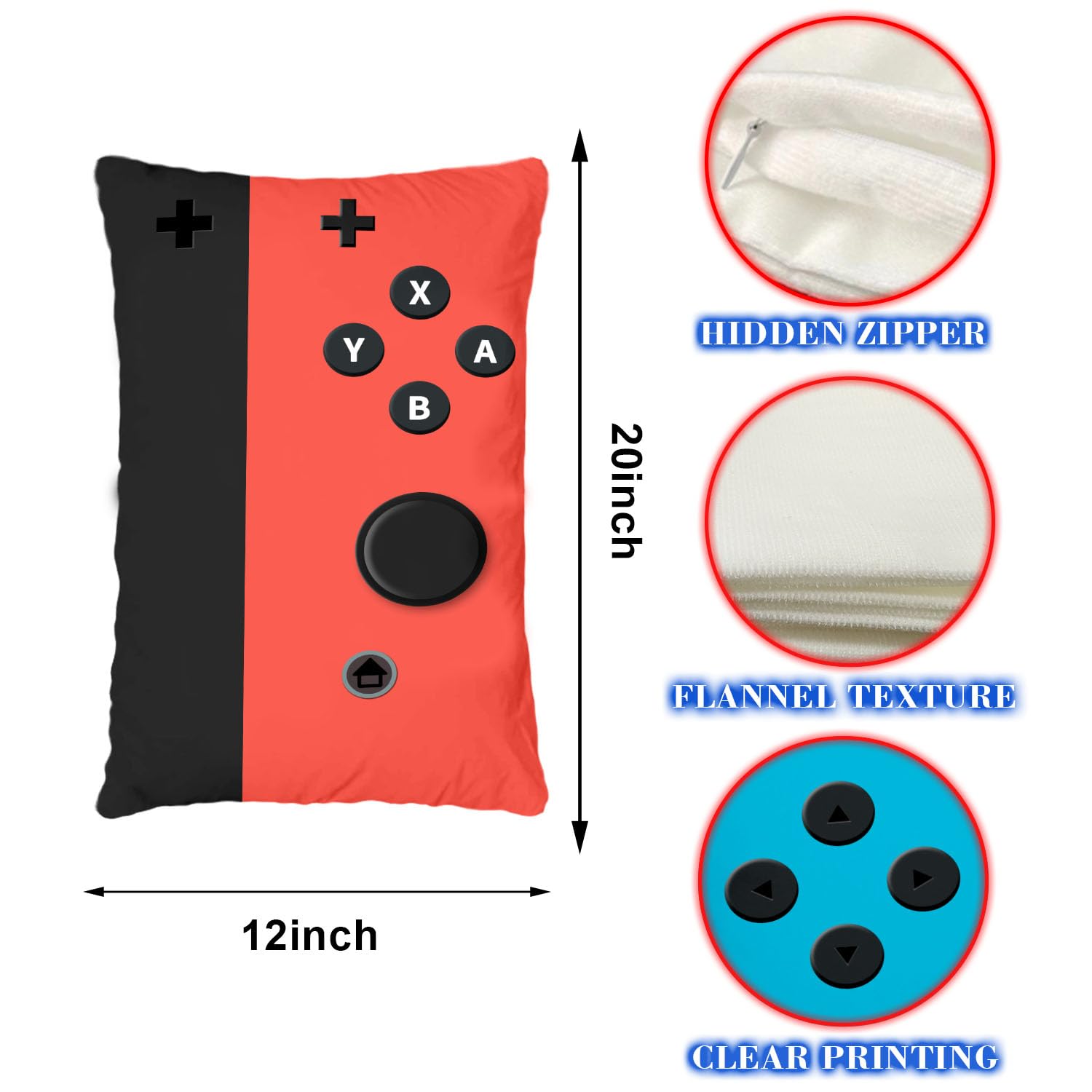 Set of 2 Throw Pillow Cases- Gamer Gifts for Teen Boys - Soft