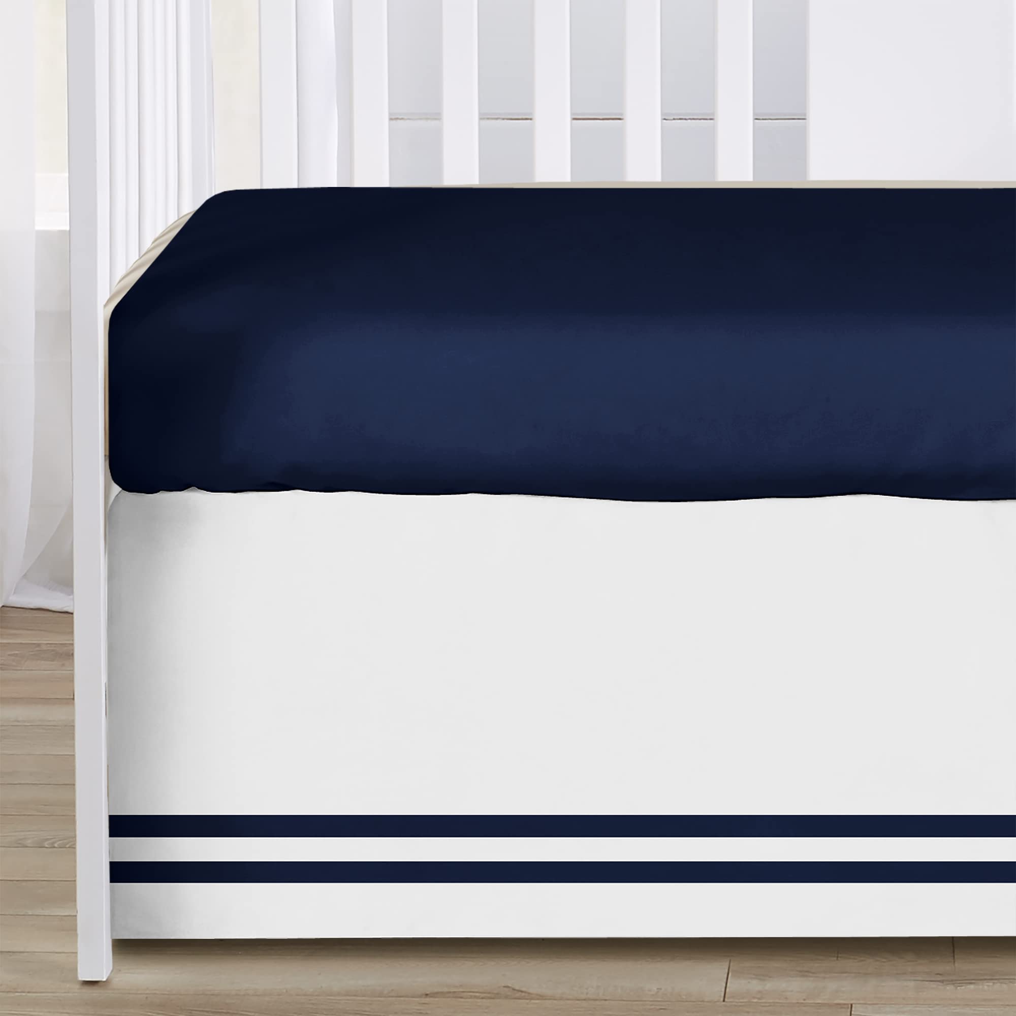 Designs Nautical Anchor Baby Boy or Girl Nursery Crib Bedding Set - 4 Pieces - Navy Blue and White Gender Neutral