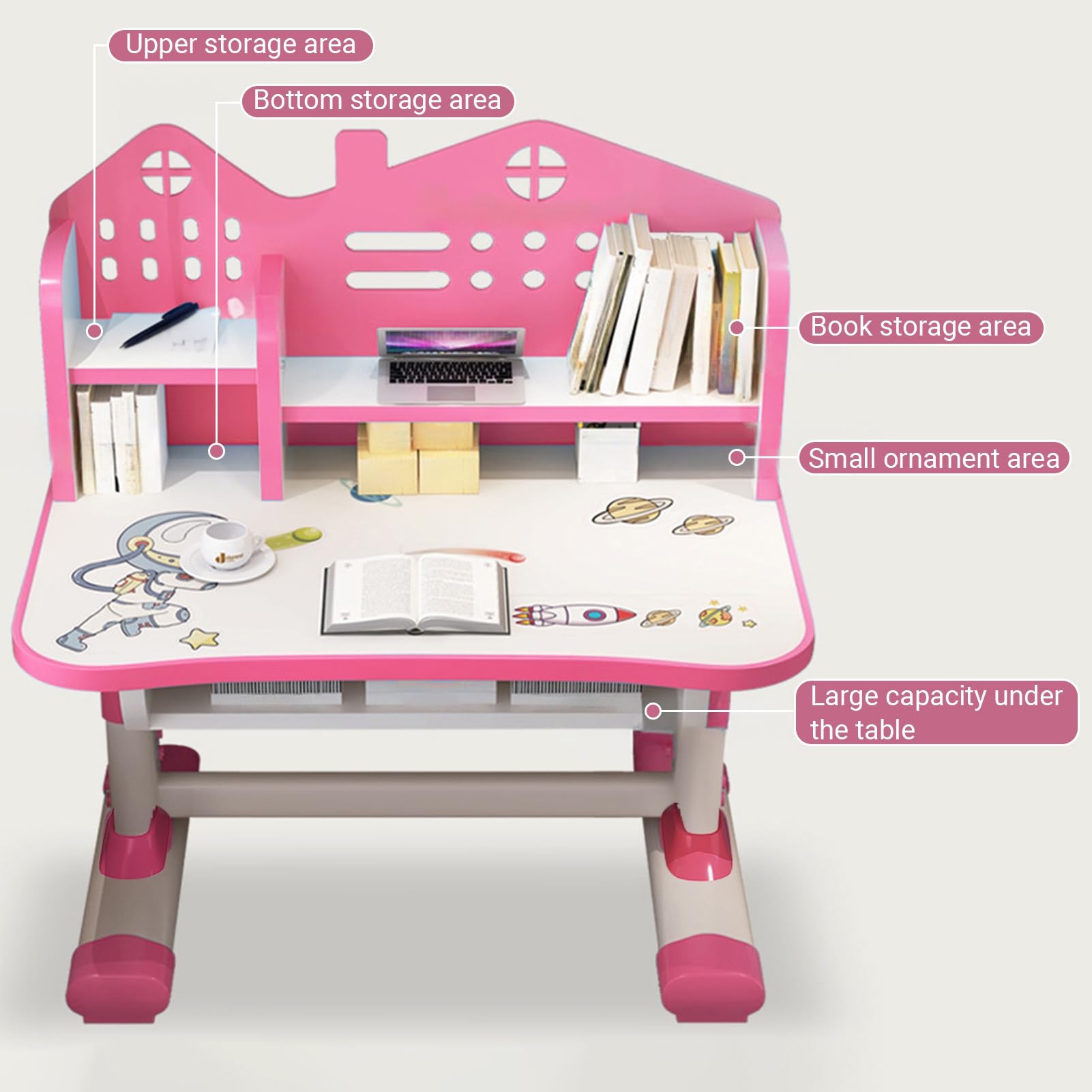Kids Desk and Chair Set with Adjustable Height and Storage Drawer