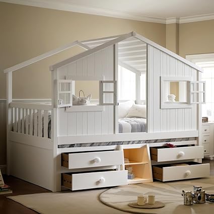 Twin Size Montessori Floor Bed Frame with Convertible Door