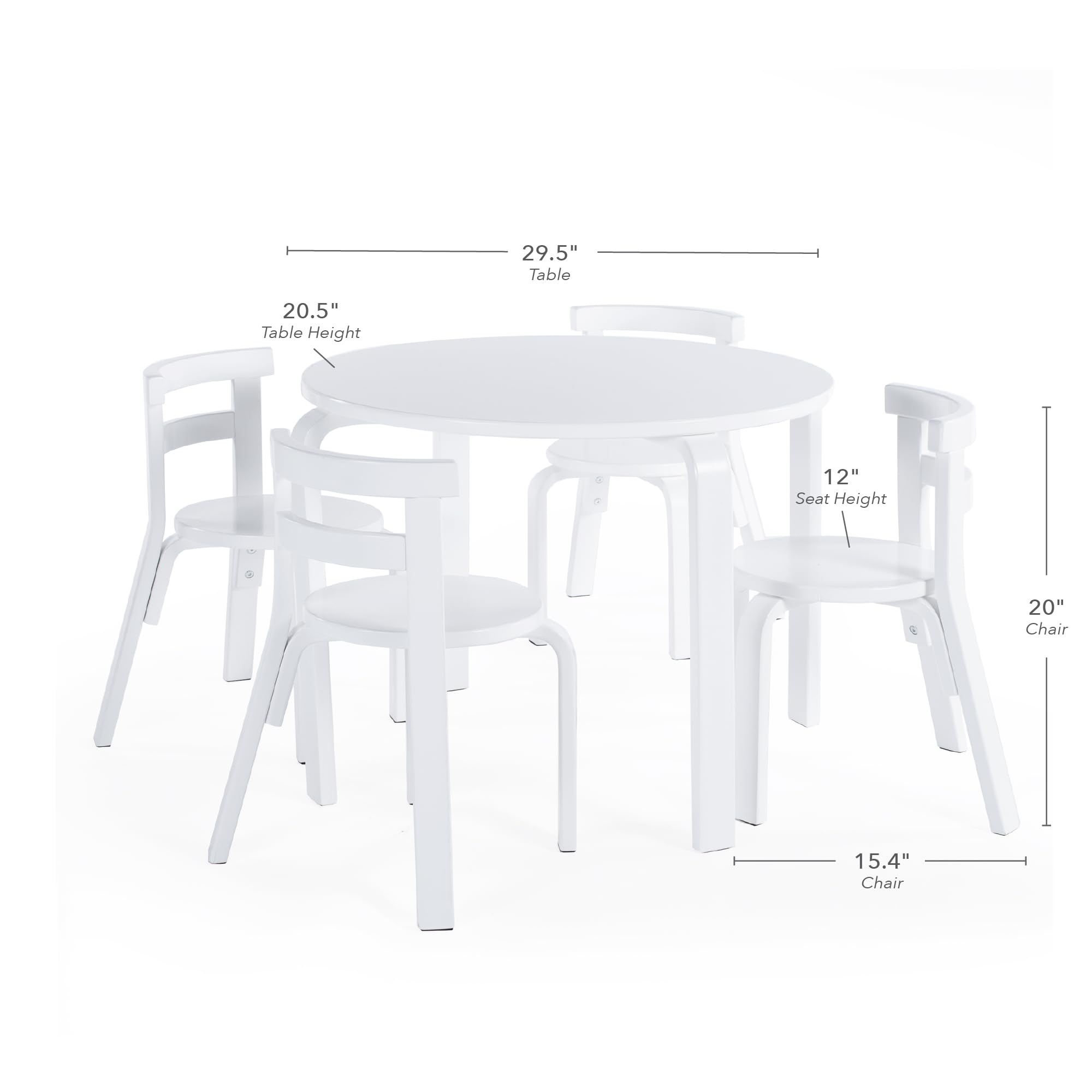 Nordic Table and Chair Set - Round Kids Activity Table with 4 Chairs