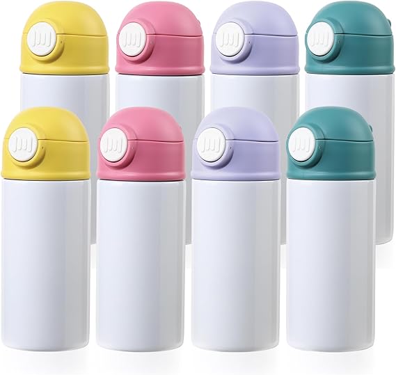 8 Pack Sublimation Kids Water Bottles Blanks 12 OZ Straight Skinny Kids