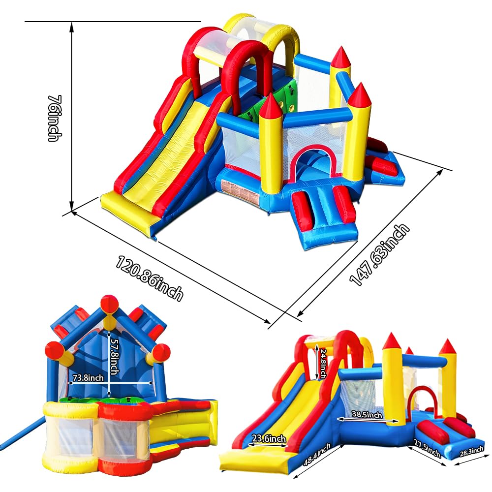 Inflatable Bounce House with Double Climbing Wall and Slide