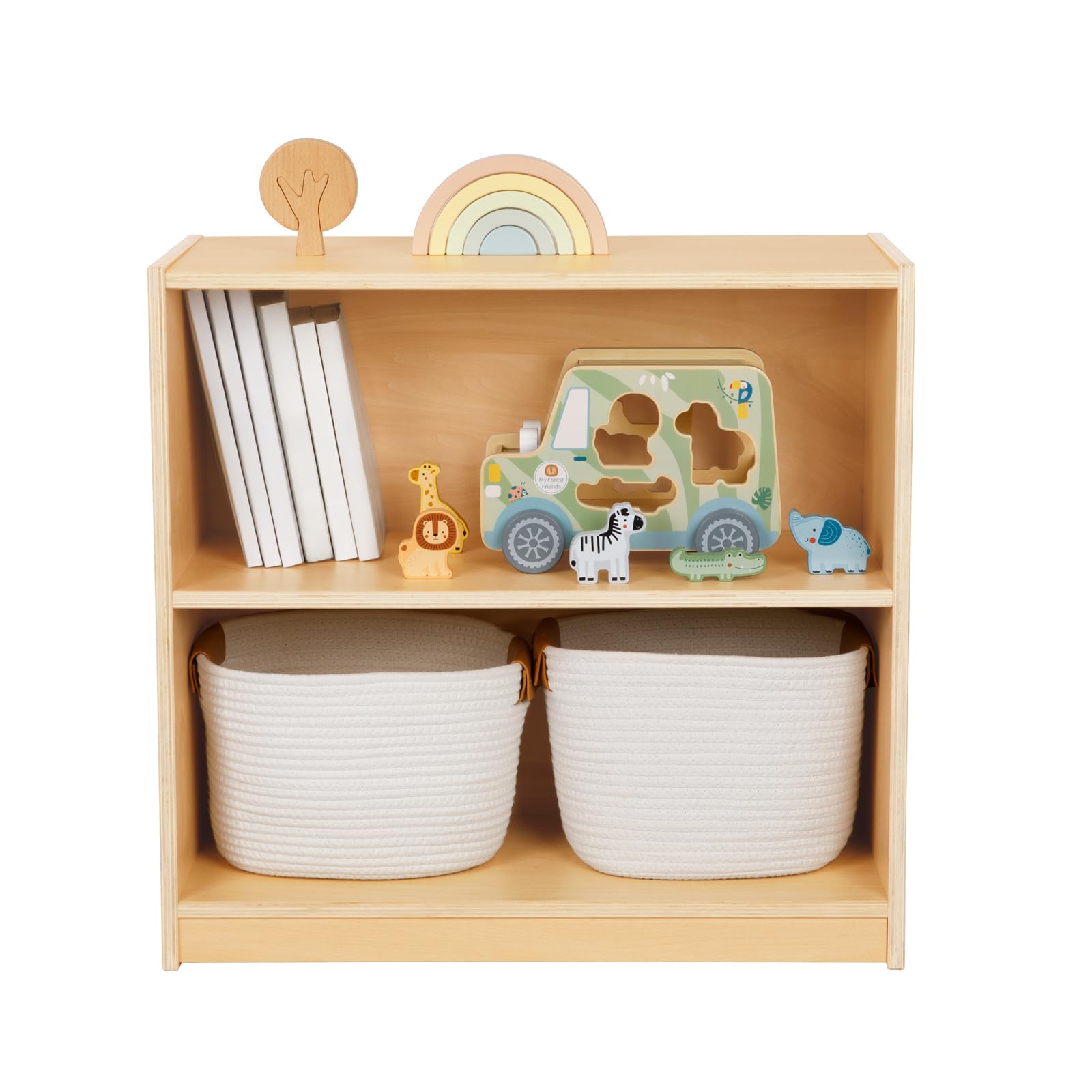 Montessori Shelf and Toy Storage, Compact Toddler Bookshelf for Small Space