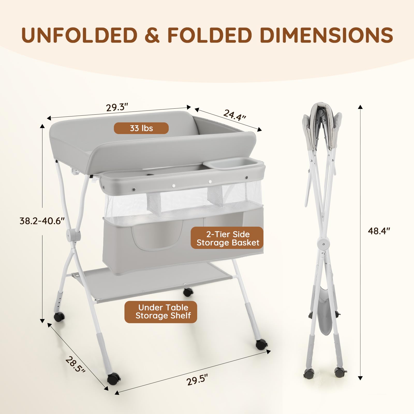 Portable Baby Changing Table with Wheels