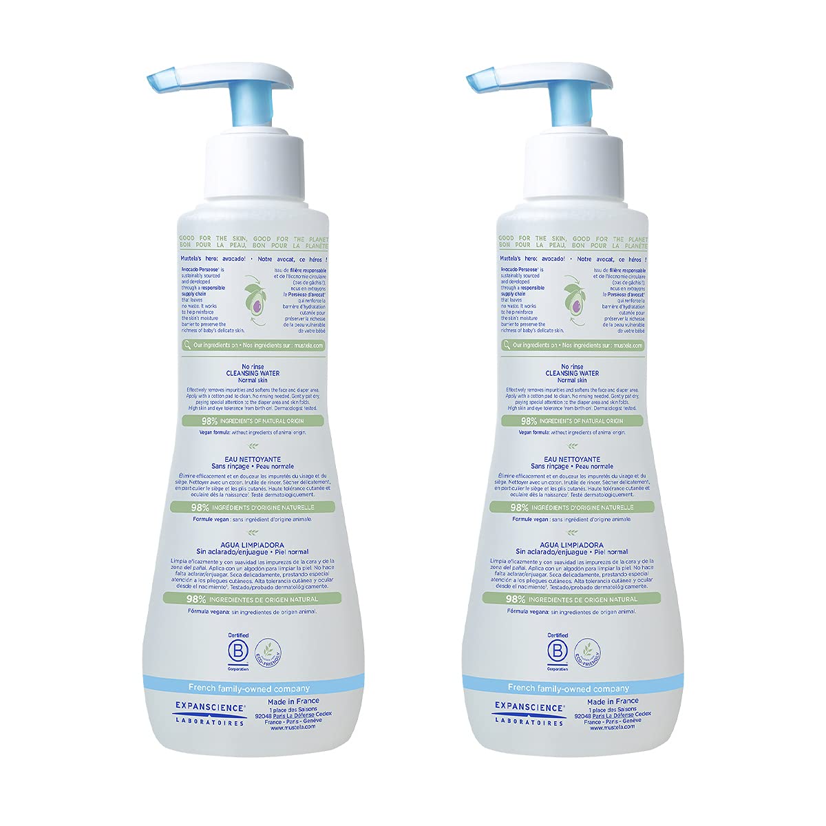 Cleansing Water - No-Rinse Micellar Water - with Natural Avocado & Aloe Vera