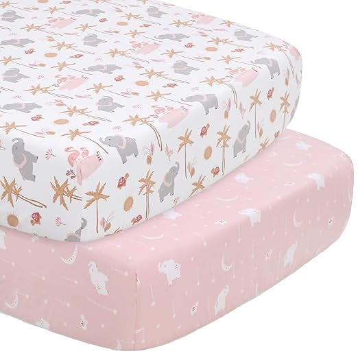 4 Piece Organic Cotton Baby Crib Bedding Set for Girls - Newborn