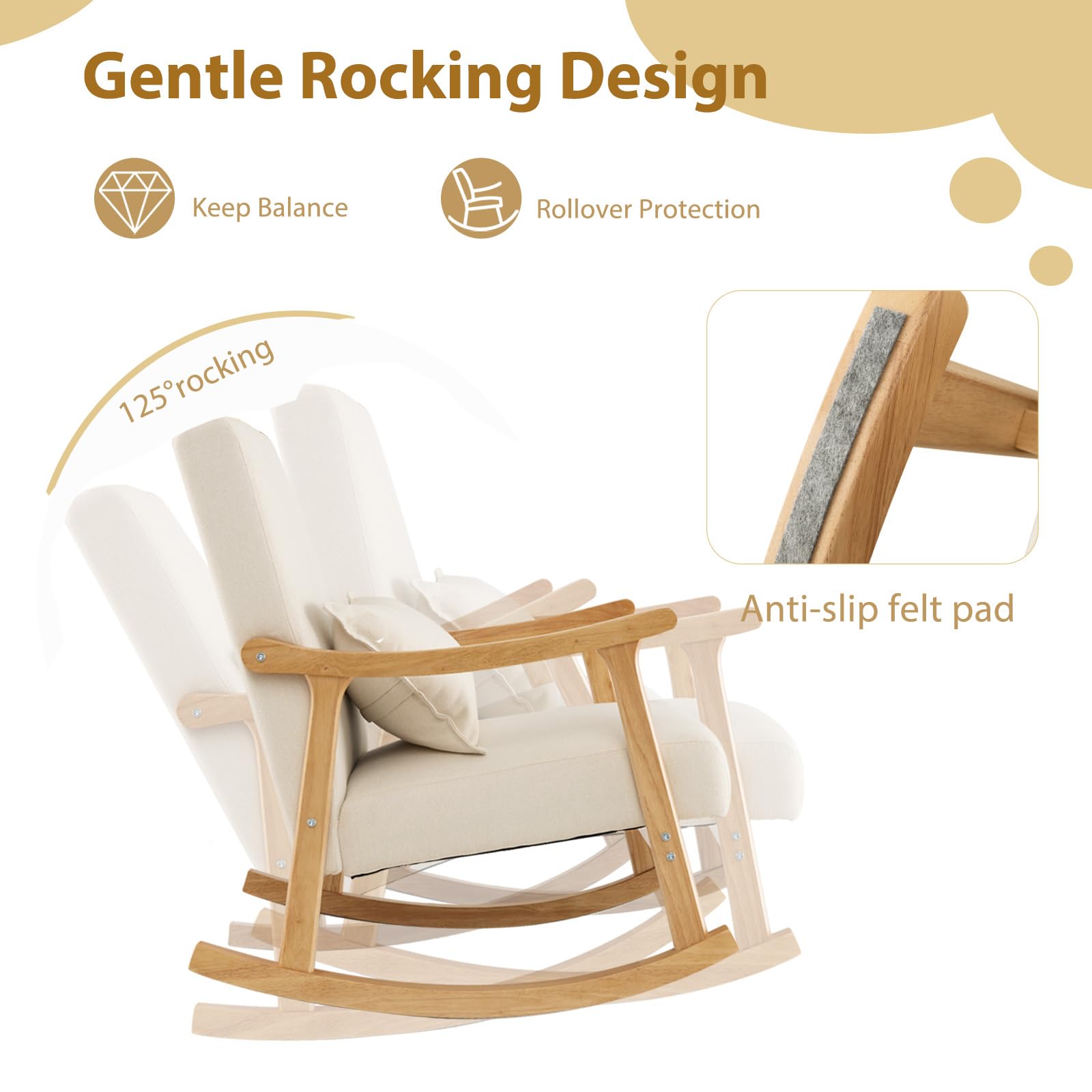 Nursery Rocking Chair with Lumbar Support