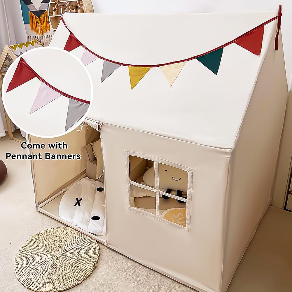 Kids Indoor Play Tent Playhouse with Pennant Banners
