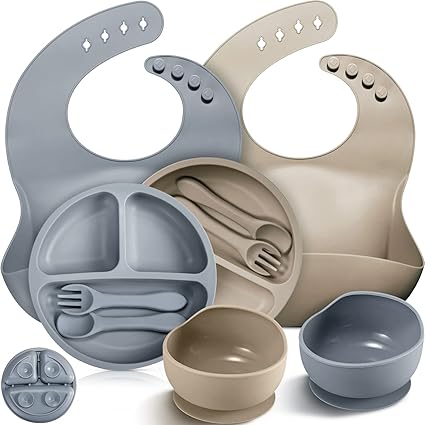 10 Pack Silicone Baby Feeding Set, Toddlers Led Weaning Feeding Supplies