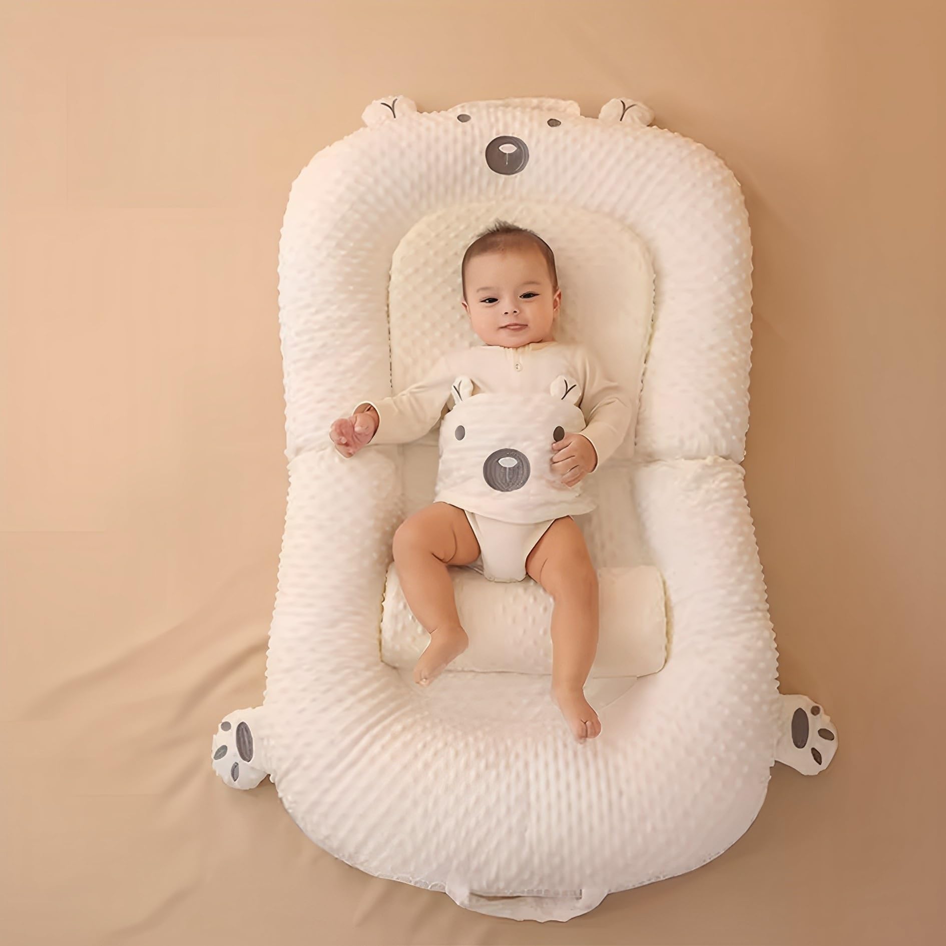 Baby nest Foldable Double-Sided Bean Velvet Honeycomb Baby