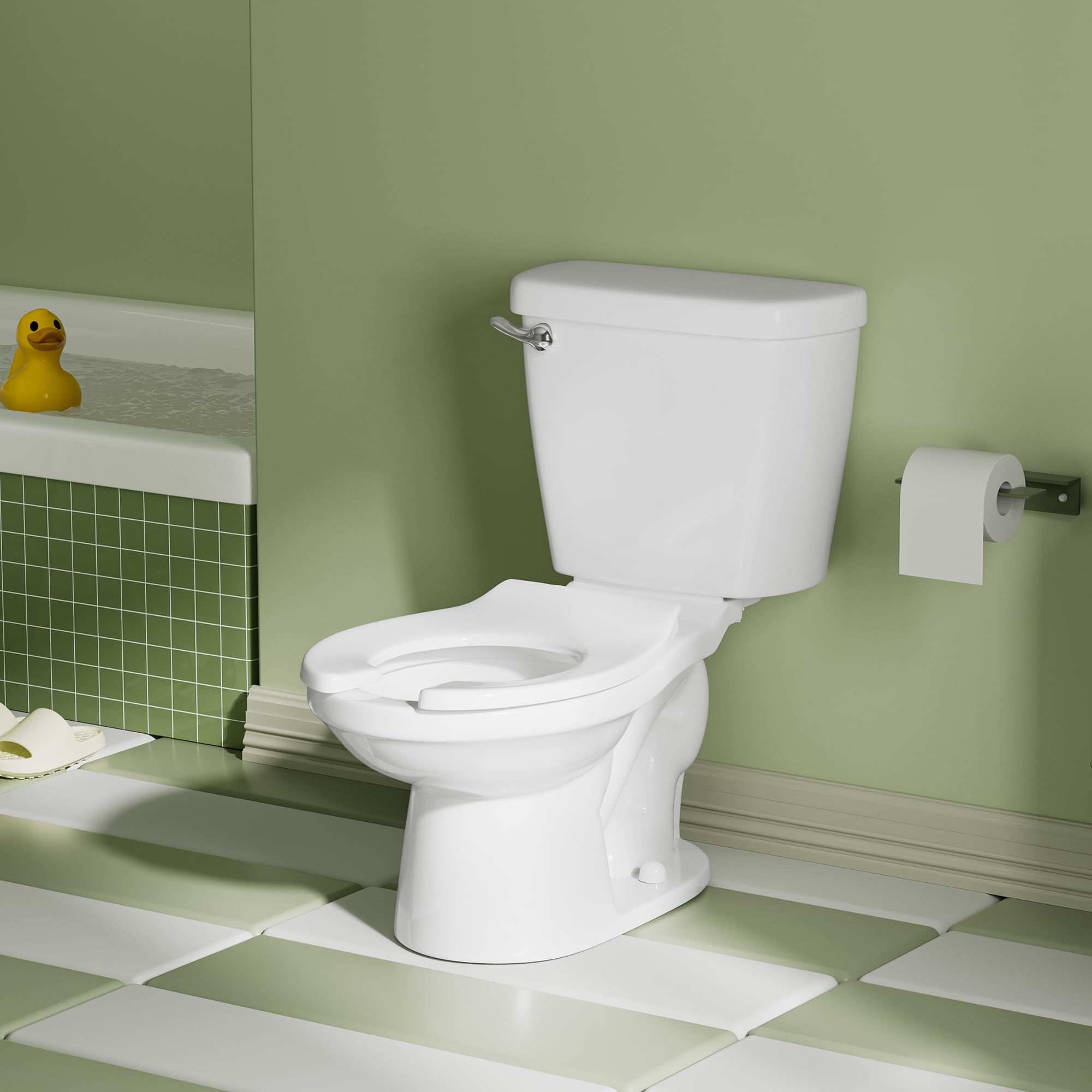 Simple Project Ceramic Toddler Potty Training Toilet.10.5"Seat Height Round Front Kids Toilet with Seat, 1.26GPF Powerful Quiet Flush Children Toilet for Bathroom, Kindergarten, Daycare Center