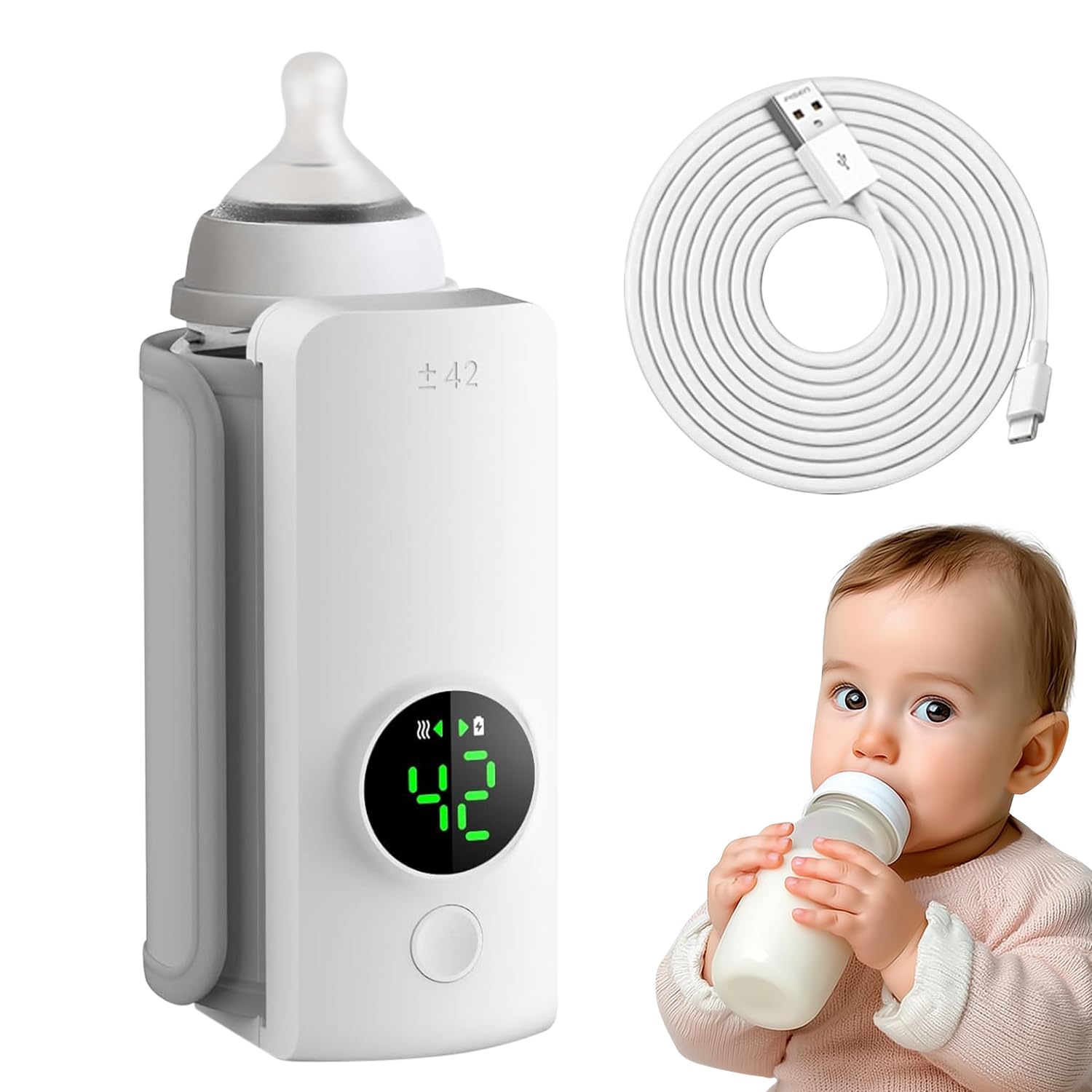 Portable Bottle Warmer for Travel, Fast Warming Comfortable Baby