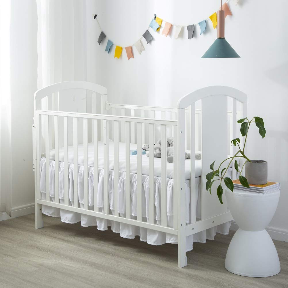 White Ruffled Double Layer Crib Bed Skirt 14 Inch Drop