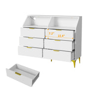 6 Drawer Dresser for Bedroom with Charging Station and LED Lights
