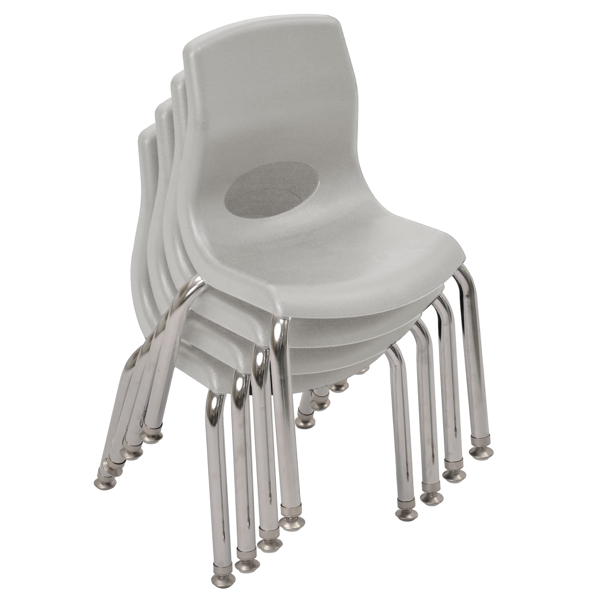 Ergonomic Kids Classroom Chair 10" Height Gray Chrome Legs 4-Pack