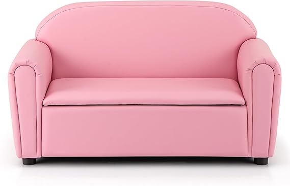 Kids Couch, 2 in 1 Double Seat Children's Sofa w/Under Seat Storage