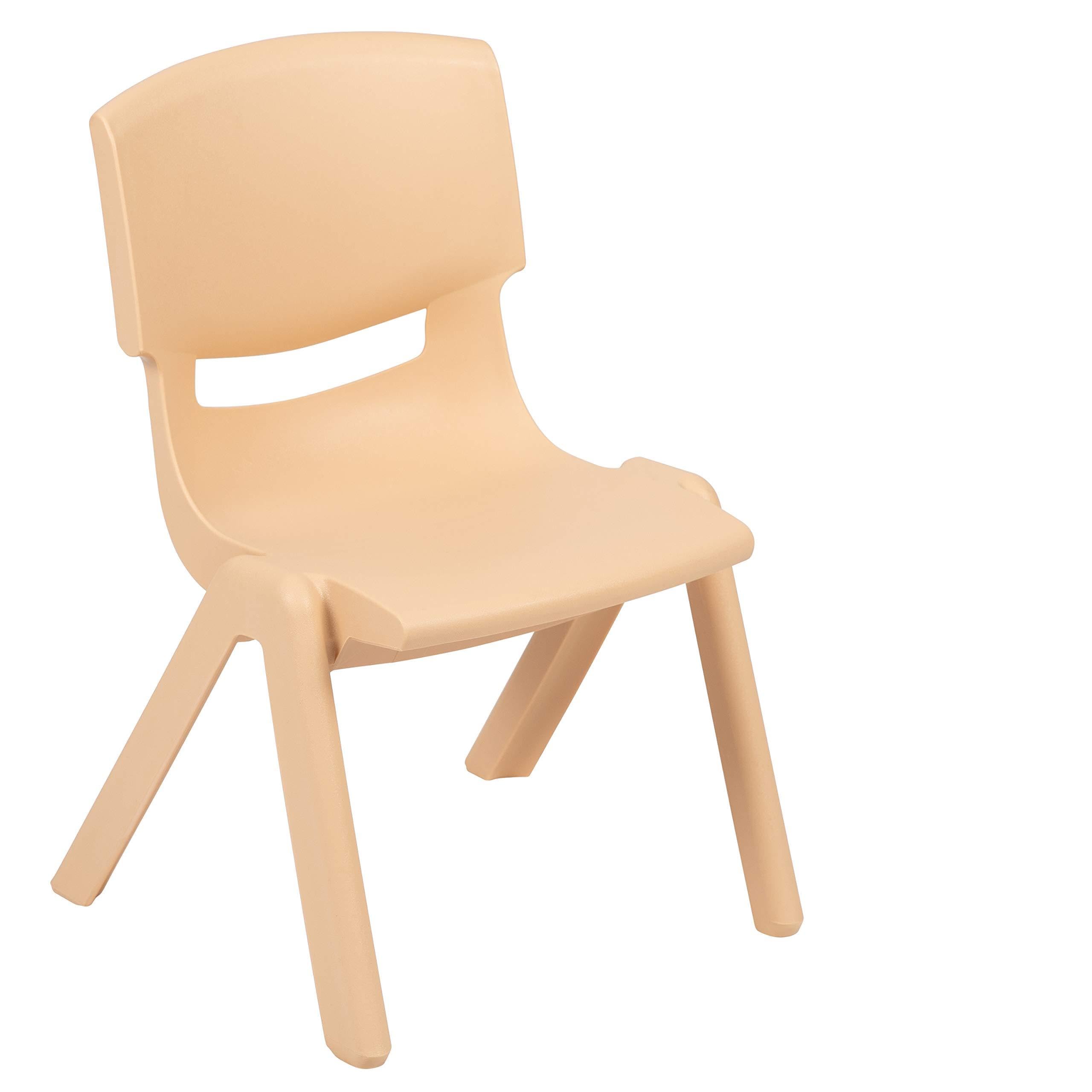 2 Pack Natural Plastic Stackable School Chair with 10.5"