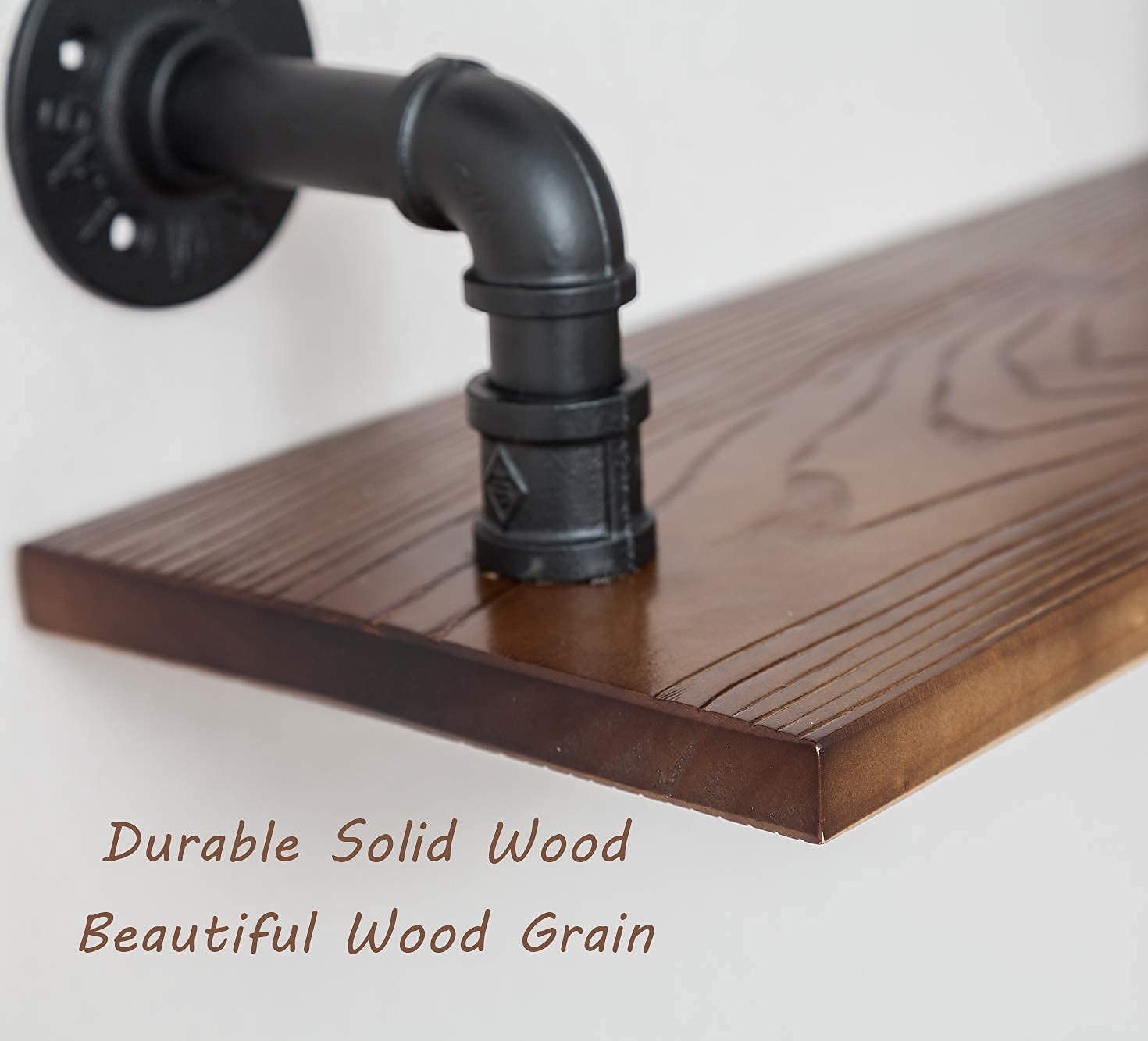 ndustrial Rustic Modern Wood Ladder Pipe Wall Mounted Floating