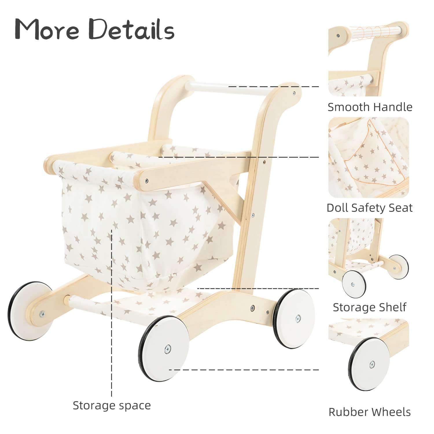 Wooden Baby Push Walker Shopping Cart