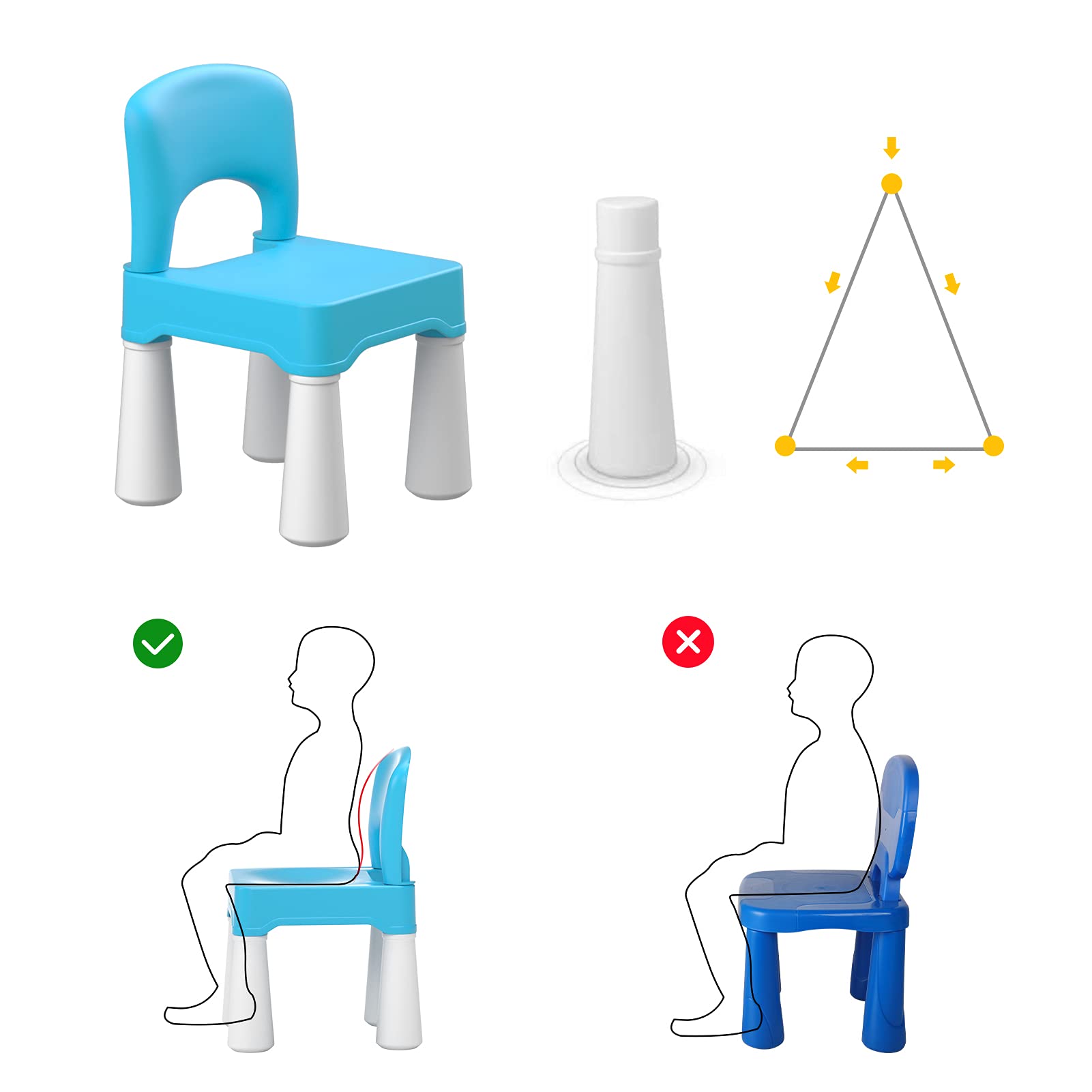 Plastic Toddler Chair with 9.3" Seat Height for Ages 2-4