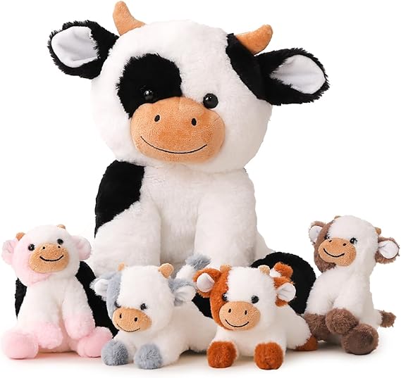 5 Pieces Dog Stuffed Animals for Girls,1 Mommy Dog with 4 Babies