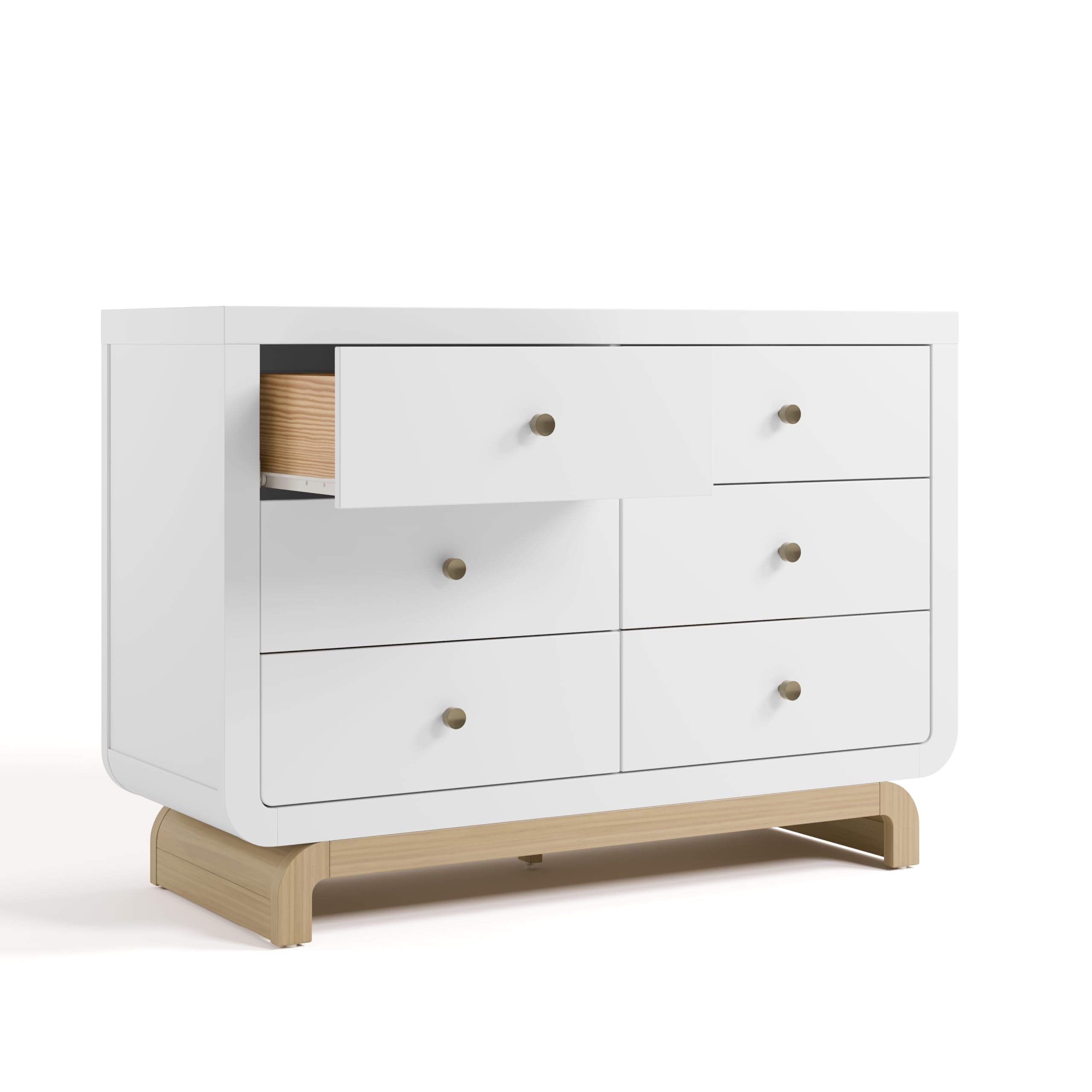 Santorini 6 Drawer Double Dresser (White with Driftwood)