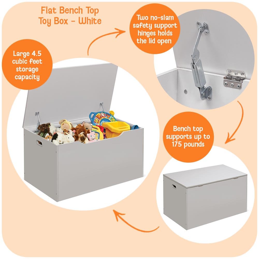 Wooden Toy Storage Chest with Safety Hinges