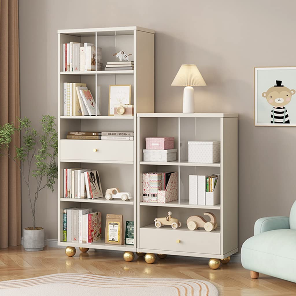 360° Rotating Bookshelf Solid Wood Storage Organizer