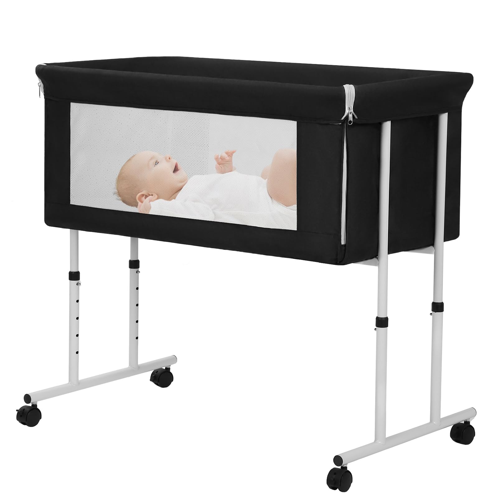 Baby Bassinet Bedside Sleeper with Adjustable Heights and Mesh