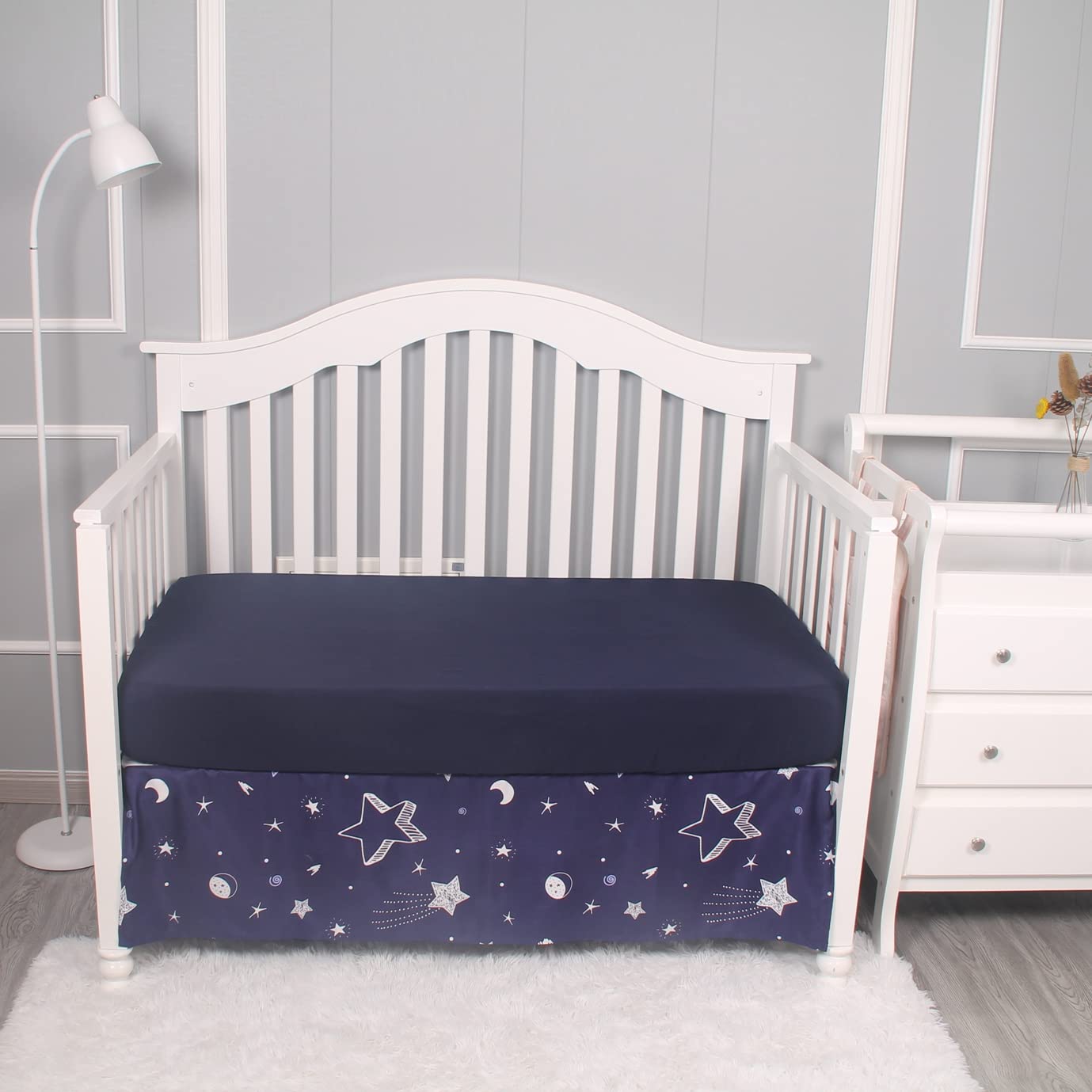 3 Piece Crib Bedding Set with Comforter Sheet and Skirt