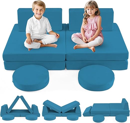 Modular Kids Play Couch, Toddler Sectional Fort Building Sofa for Playroom, Bedroom