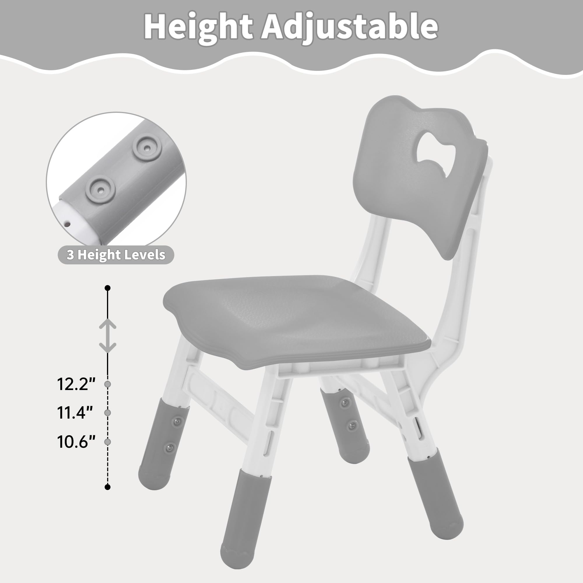 Height Adjustable Kids Chair Set for Ages 2-8