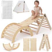 Pikler Triangle Set with Cushion, 8-in-1 Toddler Climbing Toys Indoor