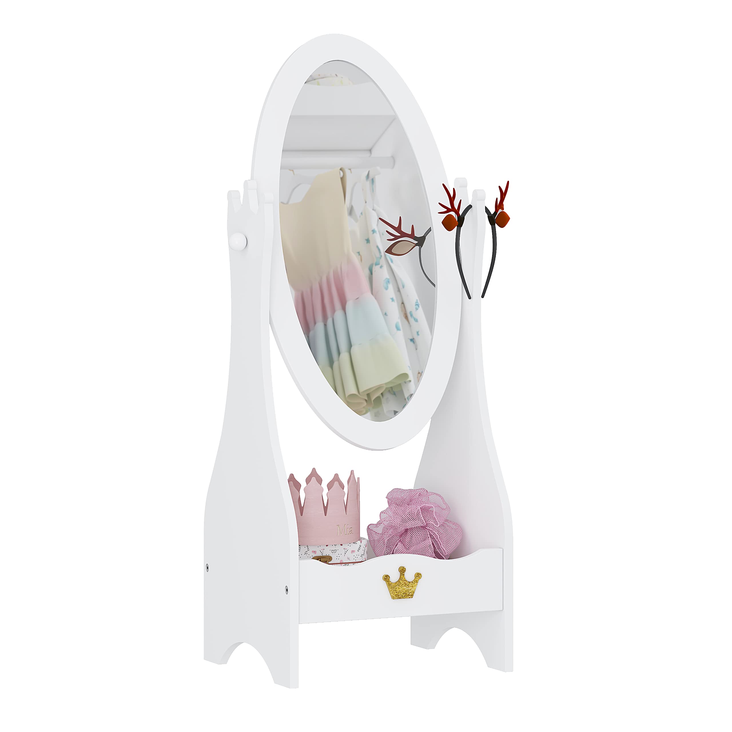 Kids Full Length Mirror with Storage