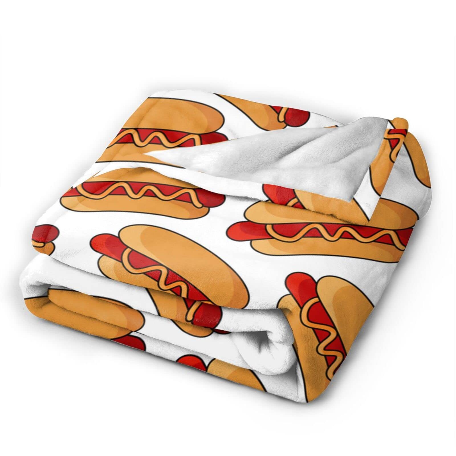 Hot Dog Throw Blanket Soft Flannel Plush 80x60