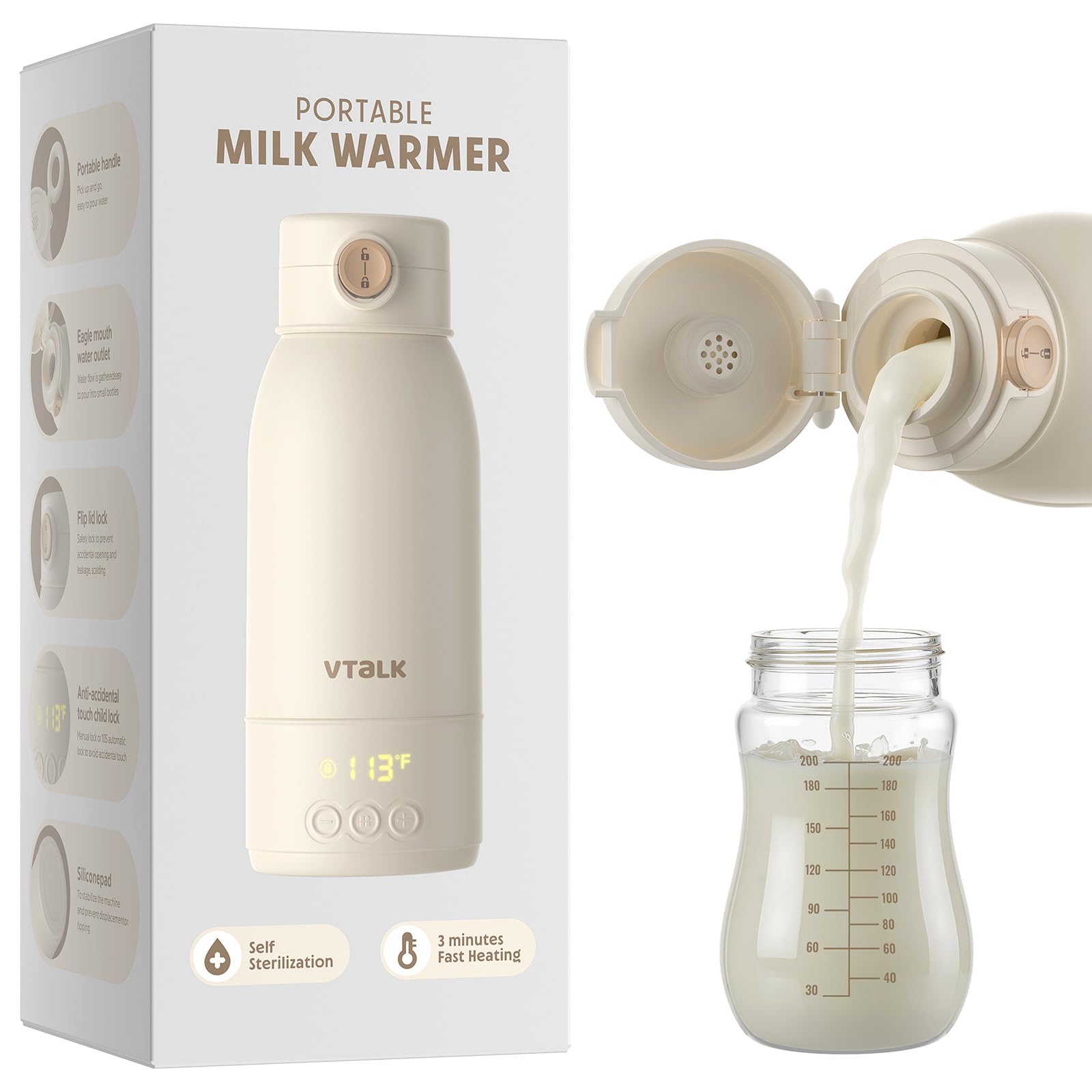 Portable Bottle Warmer for Travel, 17.5 OZ Large Capacity Baby Milk
