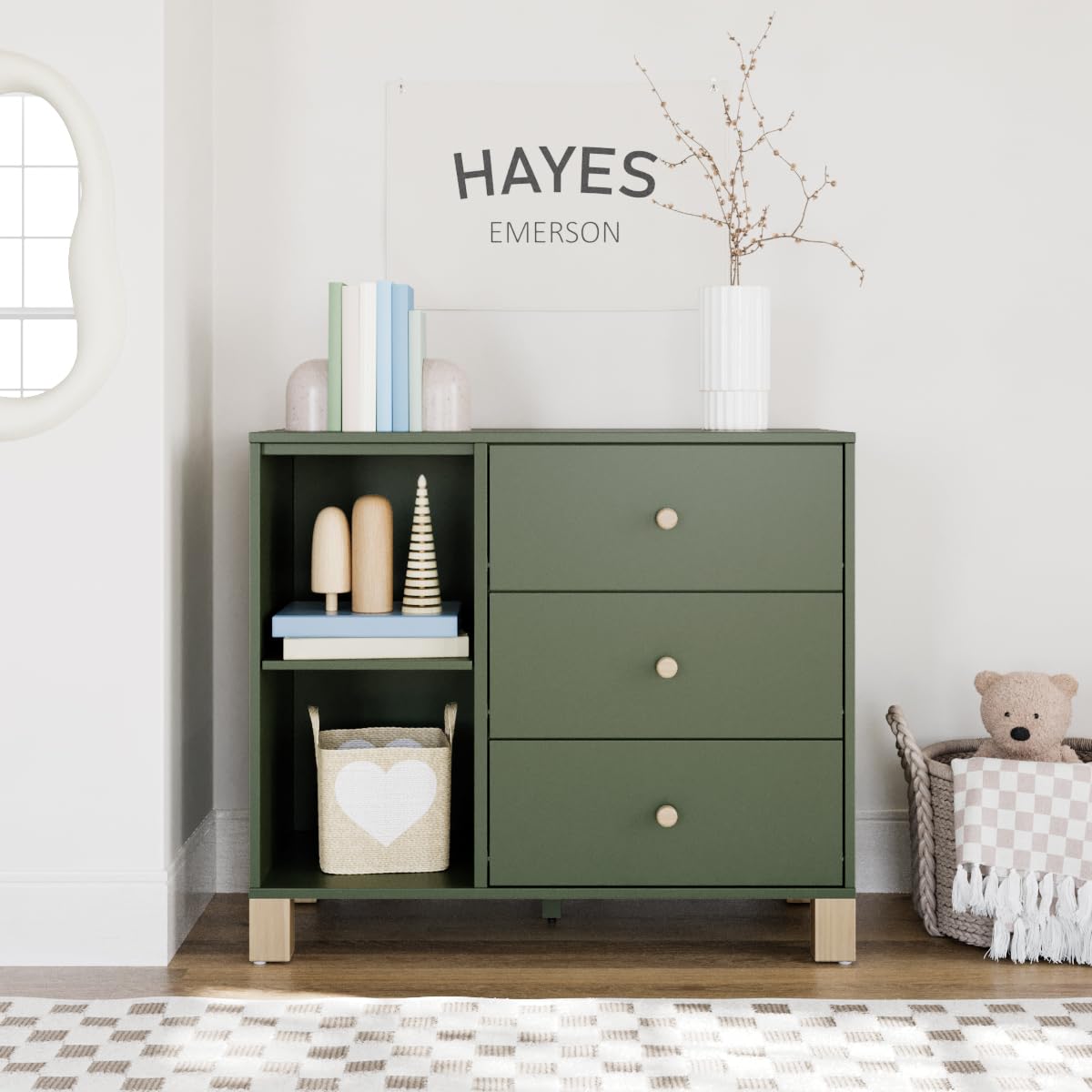 California 3 Drawer Combo Dresser (Olive with Driftwood)