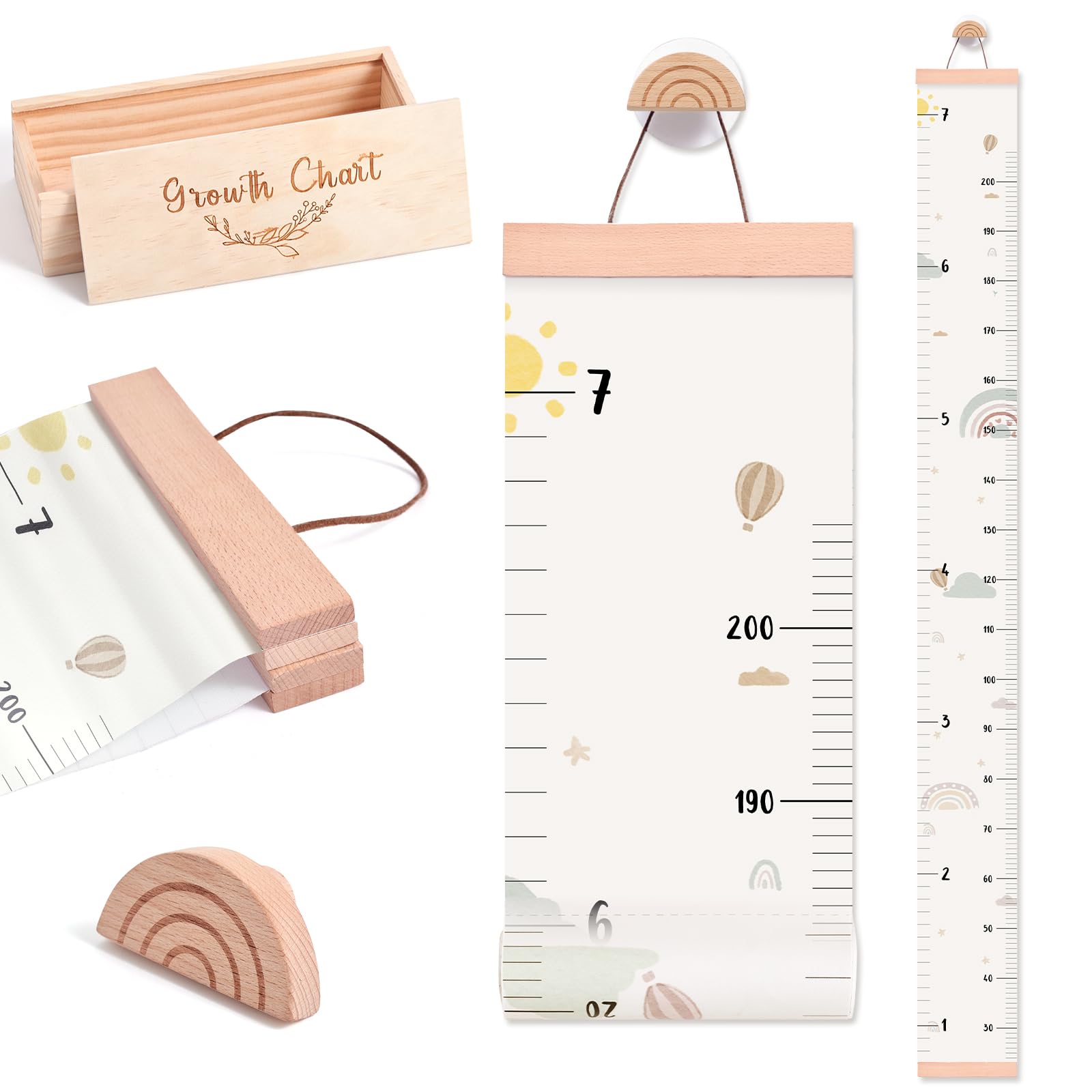 Wall 7 Ft Height Chart with Keepsake Box & Hook Waterproof Canvas