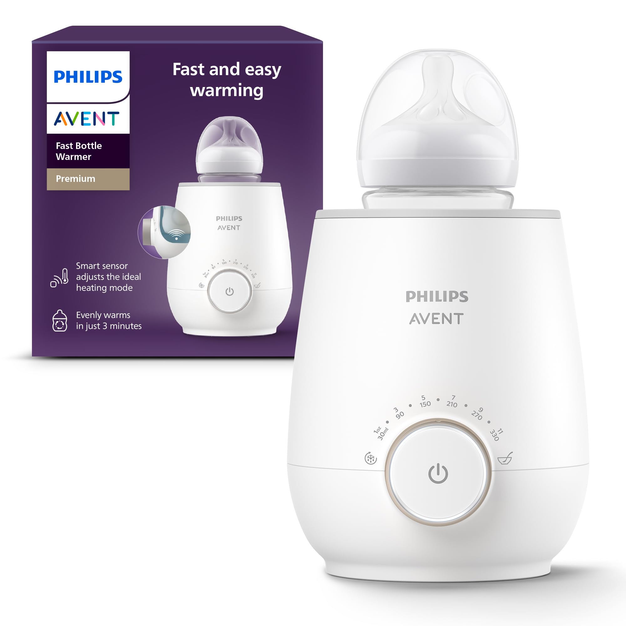 Philips Avent Premium Fast Bottle Warmer, with Smart Temperature