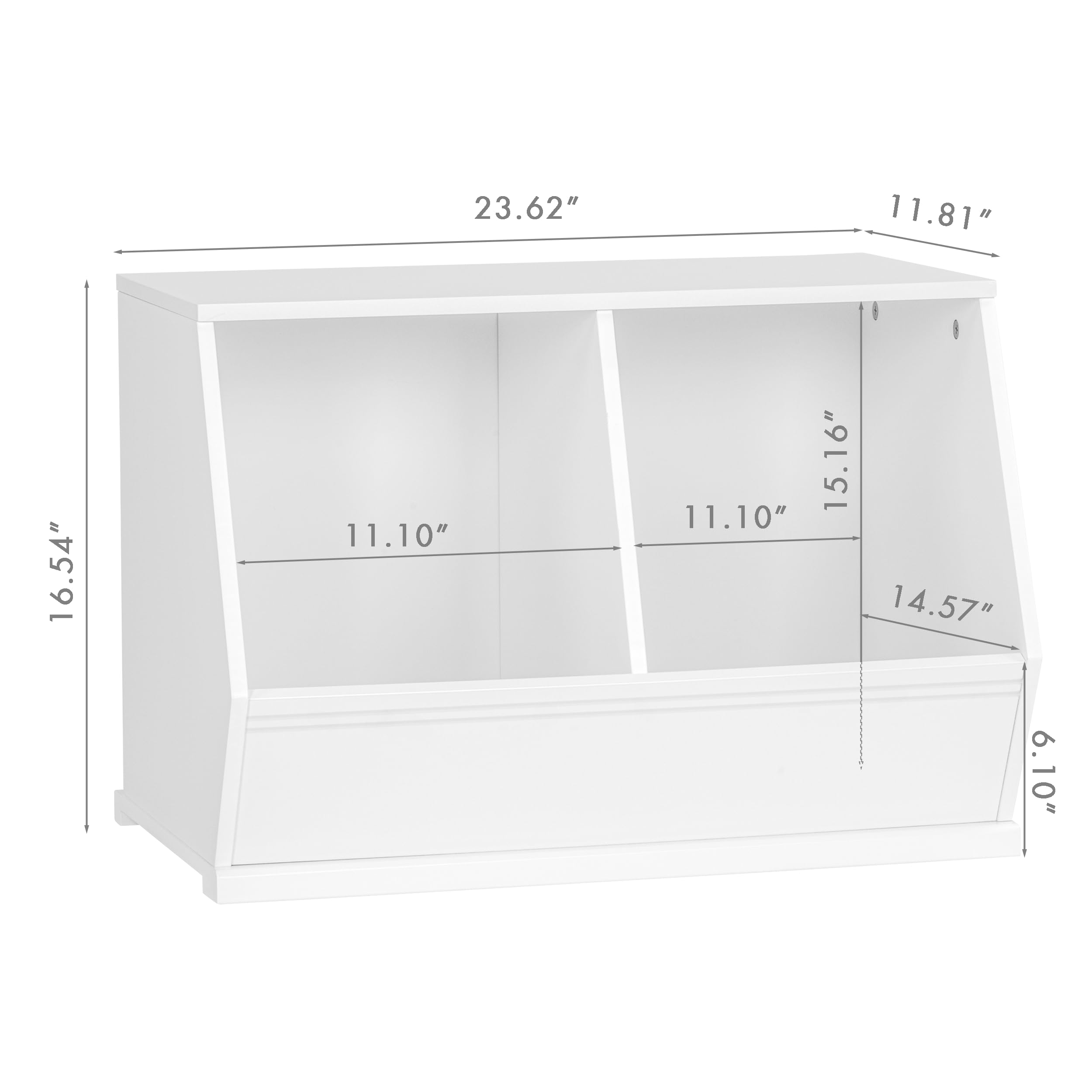 Stackable Toy Storage Cabinet Wooden Cubby Organizer White Shelf