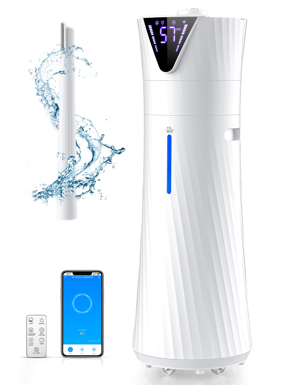 Smart Humidifier Large Room for 2000 sq ft, 17L/4.5Gal Humidifiers for Bedroom
