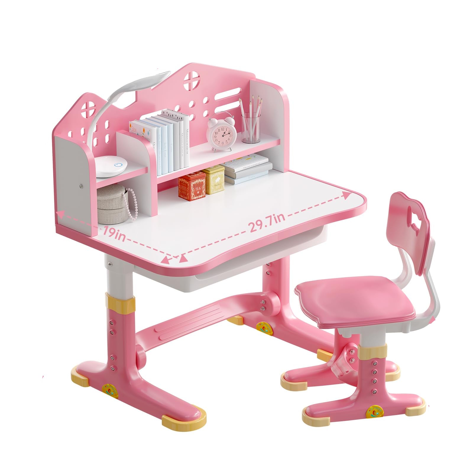 Kids Desk and Chair Set, Height Adjustable Child's School Study