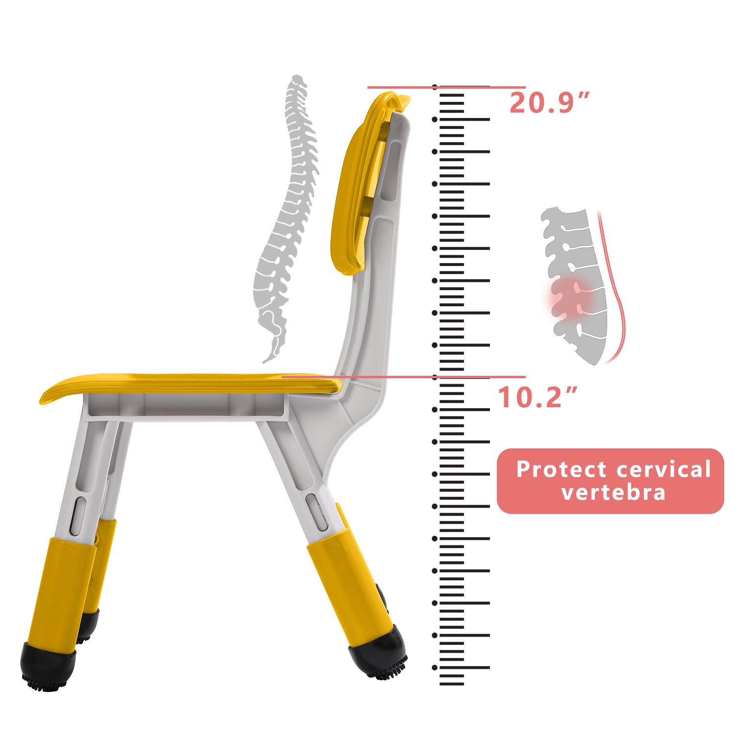 Adjustable Kids Chair with 3 Height Levels for Ages 2-6